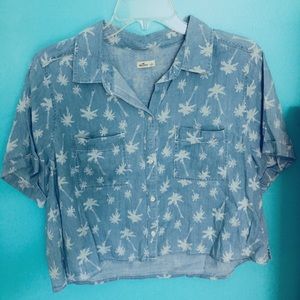 Hollister Tropical Button-Up Crop Shirt